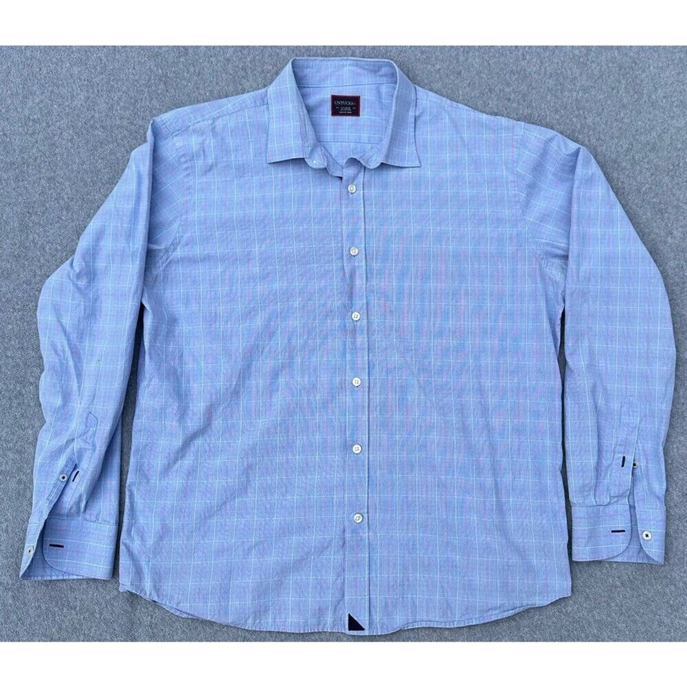 UNTUCKit Blue Plaid Casual Button Down Shirt